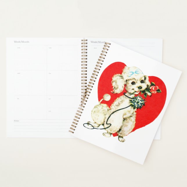 Agenda Poodle Dog Segurando Flores Namorados (Exibição)