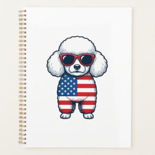Agenda Poodle Patriótico de Óculos de Sol Desenho Vetoria