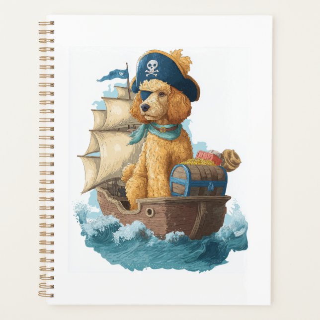 Agenda Poodle Pirata � Cachorro Marinho Divertido (Frente)