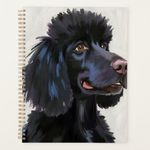 Agenda Poodle Preto   Pintura em Aquarela de Cachorro Pet