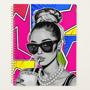 Agenda Pop Art Retrô Mulher Fashion Preto e Branco
