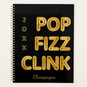 Agenda Pop Fizz Clink Moderna Tipografia de Ano Novo