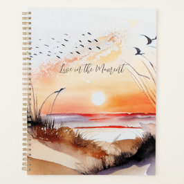 Agenda Pôr do Sol na Praia com Pássaros
