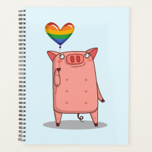 Agenda Porco Com Balão Arco-Íris