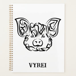 Agenda Porco Tribal Negro e Branco