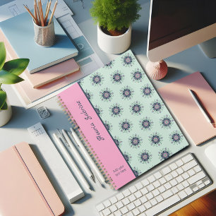 Agenda Porodles Florais de Mandala, cor-de-rosa, de turqu