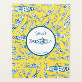 Agenda Português Lisboa Sardinha Padrão Azulejos Amarelo