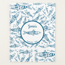 Agenda Português Lisboa Sardinha Padrão Azulejos Branco