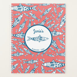 Agenda Português Lisboa Sardinha Padrão Azulejos Rosa