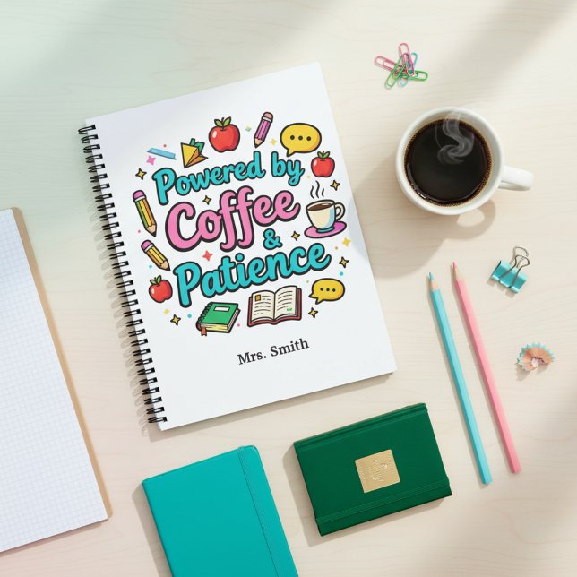 Agenda Powered by Coffee & Patience Funny Teacher (Criador carregado)