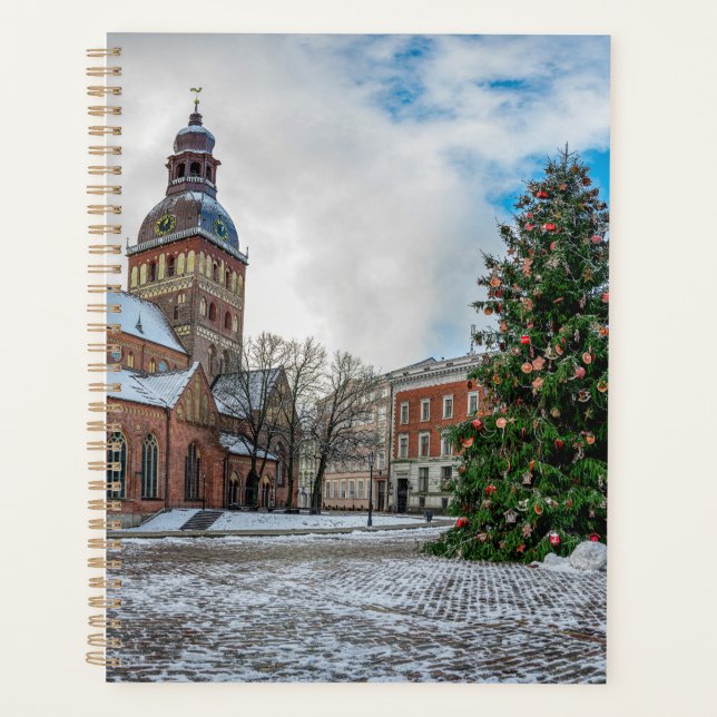 Agenda Praça Dome com árvore de Natal em Riga (Frente)
