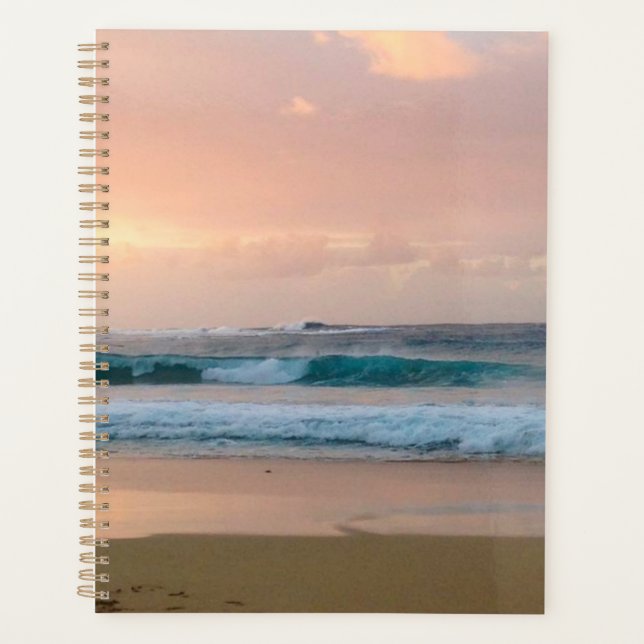 Agenda Praia do pôr do sol com oceano (Frente)
