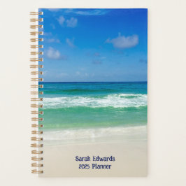 Agenda Praia Fotografia Blue Ocean Waves Personalizada 20