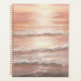 Agenda Praia Ondas Rosa Pêssego Oceano Pêssego Aquarela