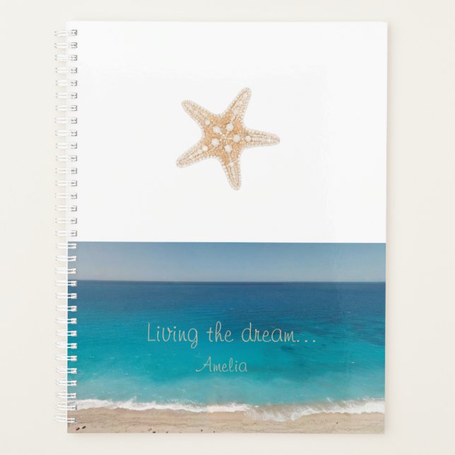 Agenda Praia Starfish Vivendo o nome personalizado do son (Frente)