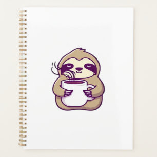 Agenda Preguiça Kawaii Chibi com Caneca de Café � Arte de
