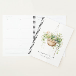 Agenda Prendendo Plantas De Casa Floral Aquarela Botânica