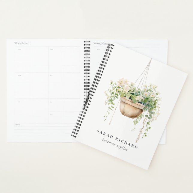 Agenda Prendendo Plantas De Casa Floral Aquarela Botânica (Exibição)