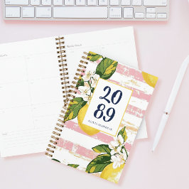 Agenda Preppy Lemon Blossom Floral Pink Striped