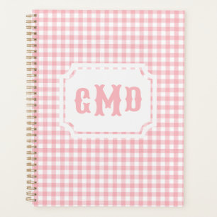 Agenda Preppy Pink Gingham Monograma