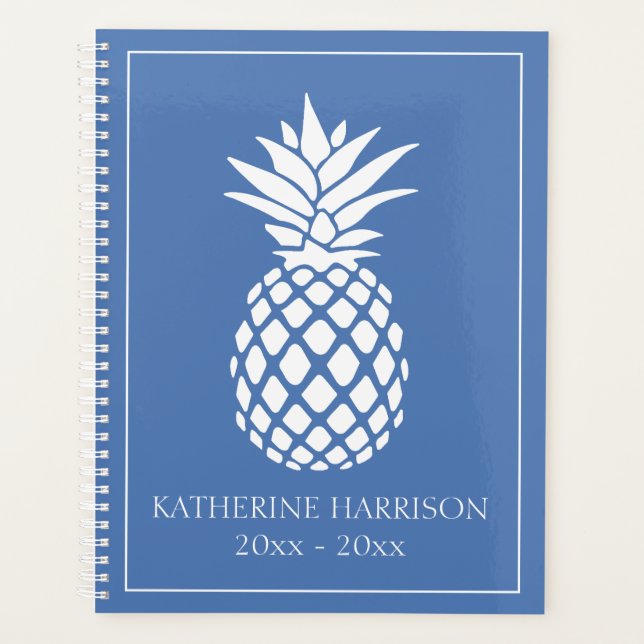 Agenda Preppy White Pineapple on Blue (Frente)