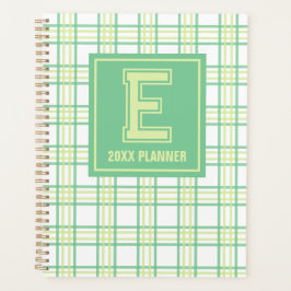 Agenda Preppy Xadrez Monograma Verde Lima