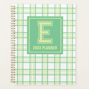 Agenda Preppy Xadrez Monograma Verde Lima