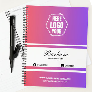 Agenda Presente corporativo com marca de gradiente elegan