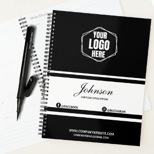 Agenda Presente corporativo preto/branco personalizado da