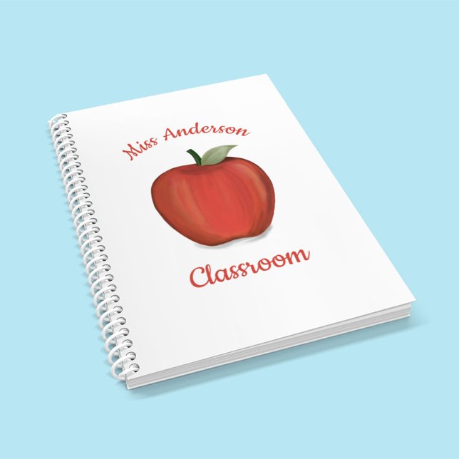 Agenda Presente de Professora da Apple Personalizada em C (Red Apple Teacher Planner. with simple classic style.)