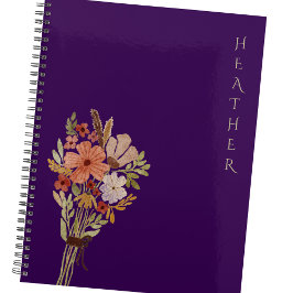 Agenda Presente Lilás Personalizado Boho Wildflower para