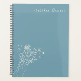 Agenda Presente Personalizado Boho Wildflower em Teal par