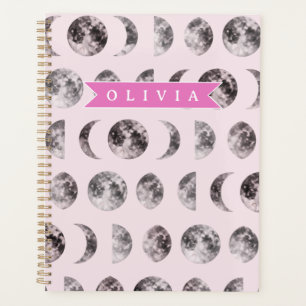 Agenda Presente Personalizado com Padrão de Gato Rosa Fof