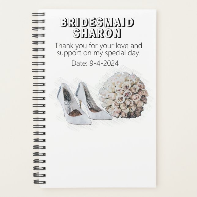 Agenda Presente Personalizado de Flores para Damas de Hon (Frente)