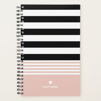 Agenda Preto, Branco e Rosa Estimulados Personalizados
