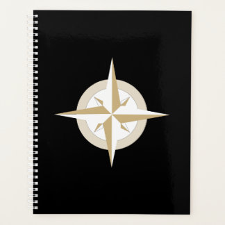 Agenda Preto com Dourado Compass Branco