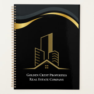 Agenda Preto de luxo e Dourado imóvel personalizado