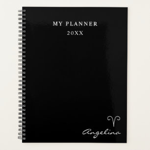 Agenda Preto e Branco 2022 Aries Símbolo Zodiac Planner