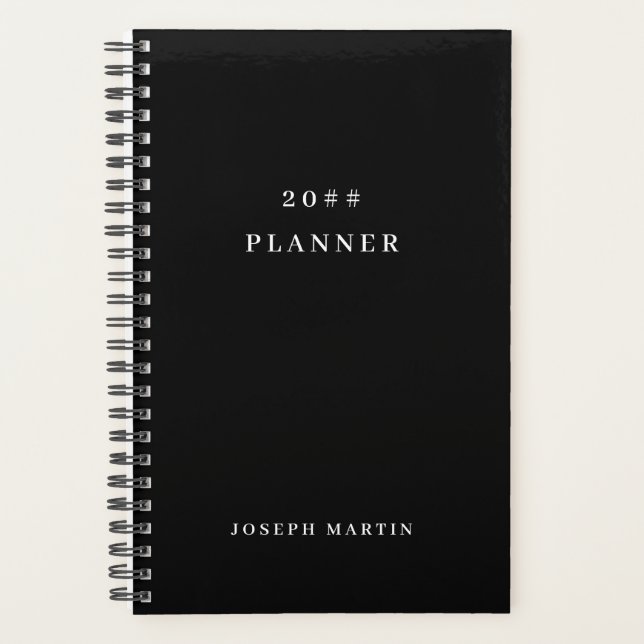 Agenda Preto e Branco Elegante Minimalista (Frente)