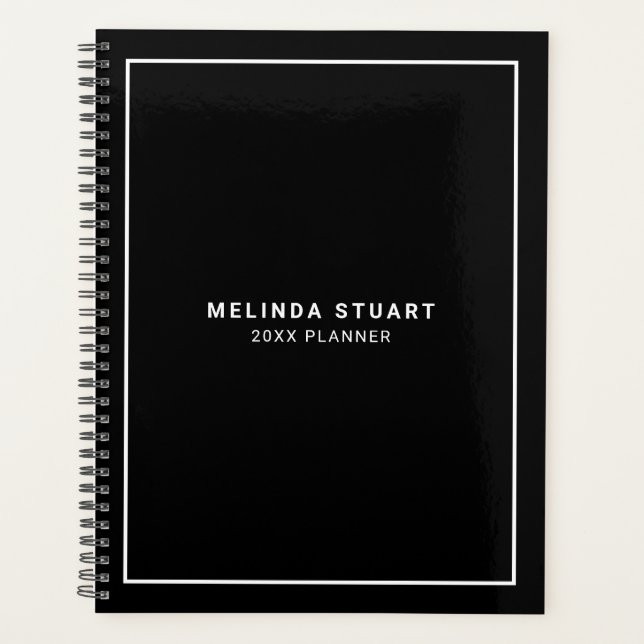 Agenda Preto e Branco minimalista moderno (Frente)