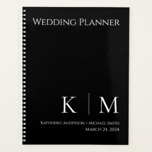 Agenda Preto e Branco - Monograma-Planner de Casamento
