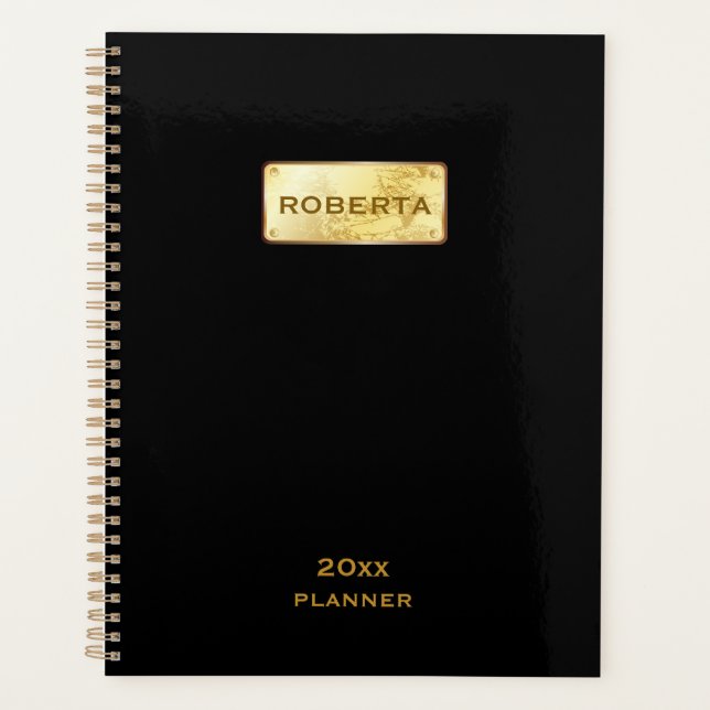 Agenda Preto Elegante Simples e Dourado 2025 (Frente)