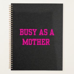 Agenda Preto Fosco Ocupada como uma Mãe Rosa
