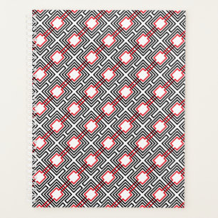 Agenda Preto Vermelho e Branco Geométrico