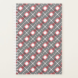 Agenda Preto Vermelho e Branco Geométrico
