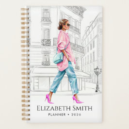 Agenda Pretty Fashion Woman Walking Planner