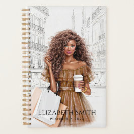 Agenda Pretty Girl with Coffee and Shopping Bags