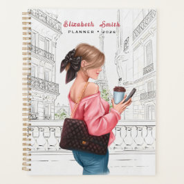 Agenda Pretty Girl with Coffee in Paris
