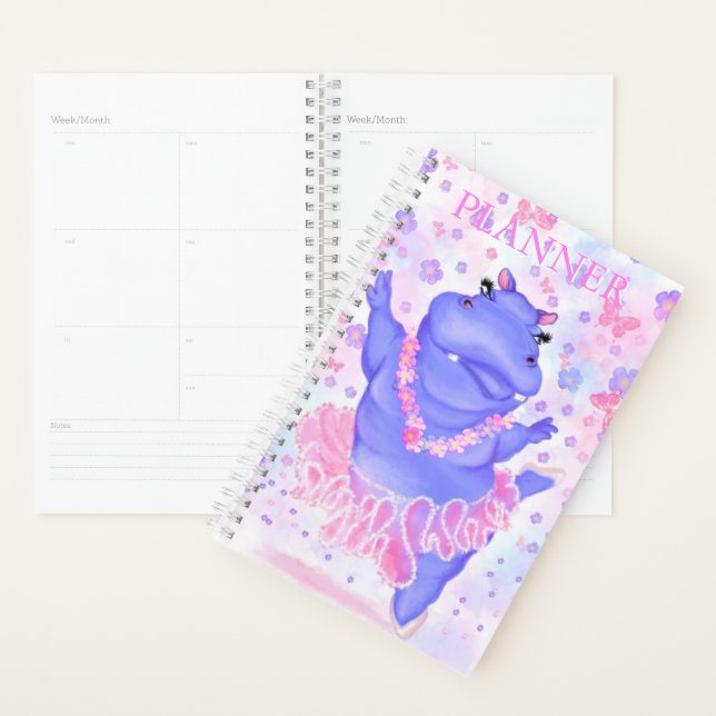 Agenda Prima Ballerina Hippo - Adicionar o seu texto/nome (Exibição)
