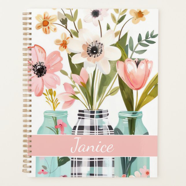 Agenda Primavera com Design de ventilador com nome (Frente)